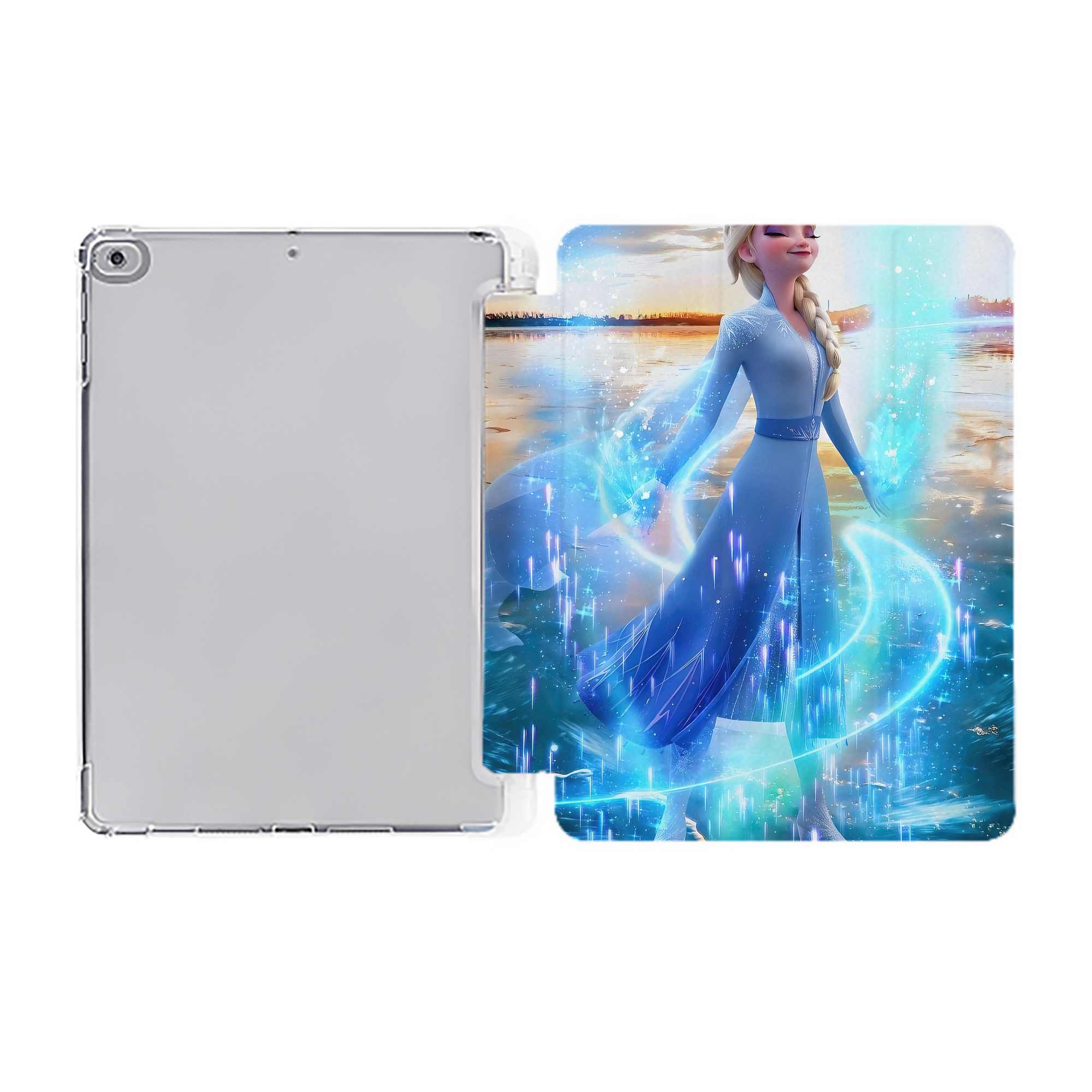 （画像用） アナと雪の女王 アンナ エルサ Frozen Anna Elsa IPad ケース ペン収納付き 三つ折りスタンド PUレザー×シリコン 対応機種9.5/10.5/10.9インチ